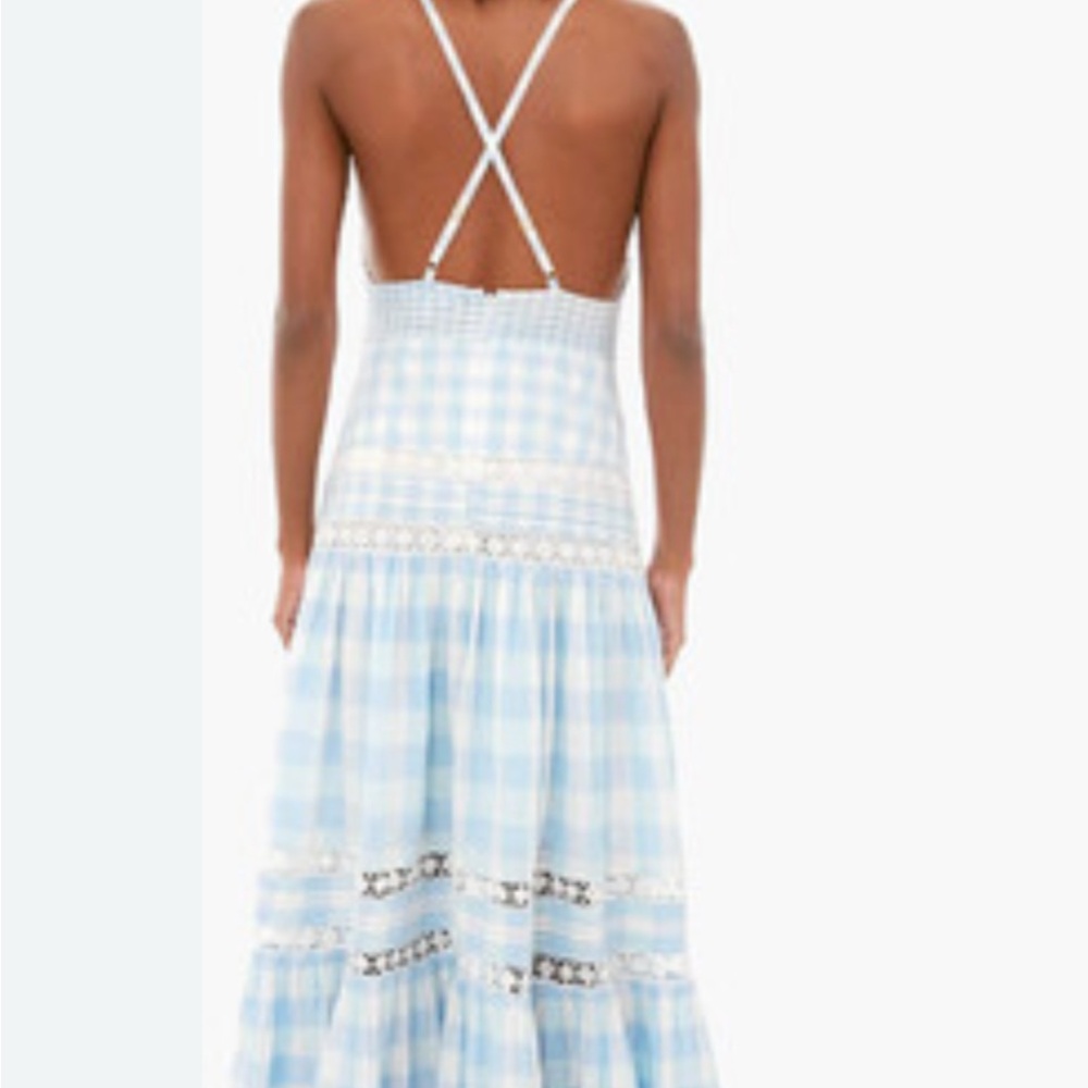 Loveshackfancy Light Blue Checkered Maxi Dress - image 3